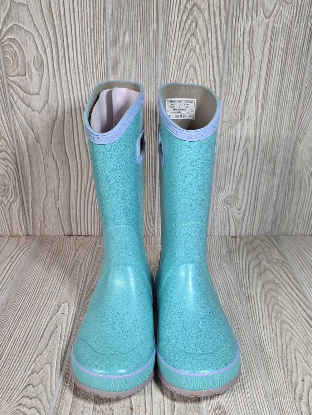 Bogs Rainboot Glitter Waterproof Blue Rain Boots Youth Size 6 NEW